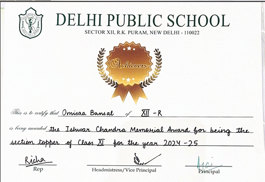 Section Topper of Class 11